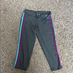 Women's Gray Capris with Colorful Stripes